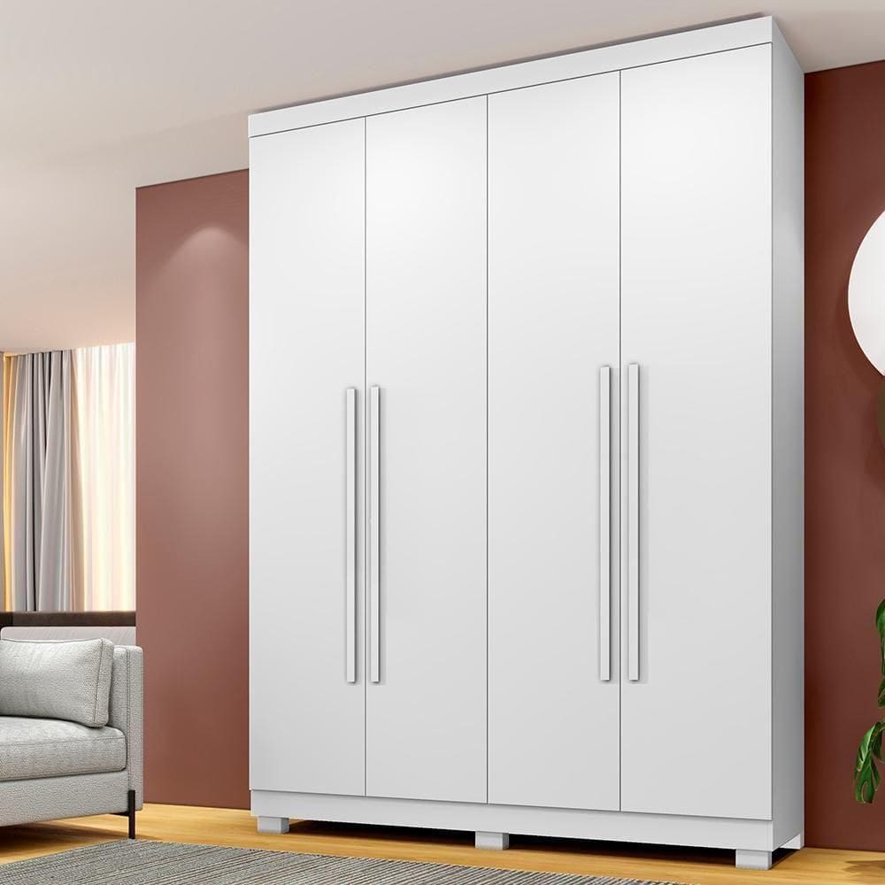 Roupeiro New Supremo 4 Portas E 3 Gavetas Branco