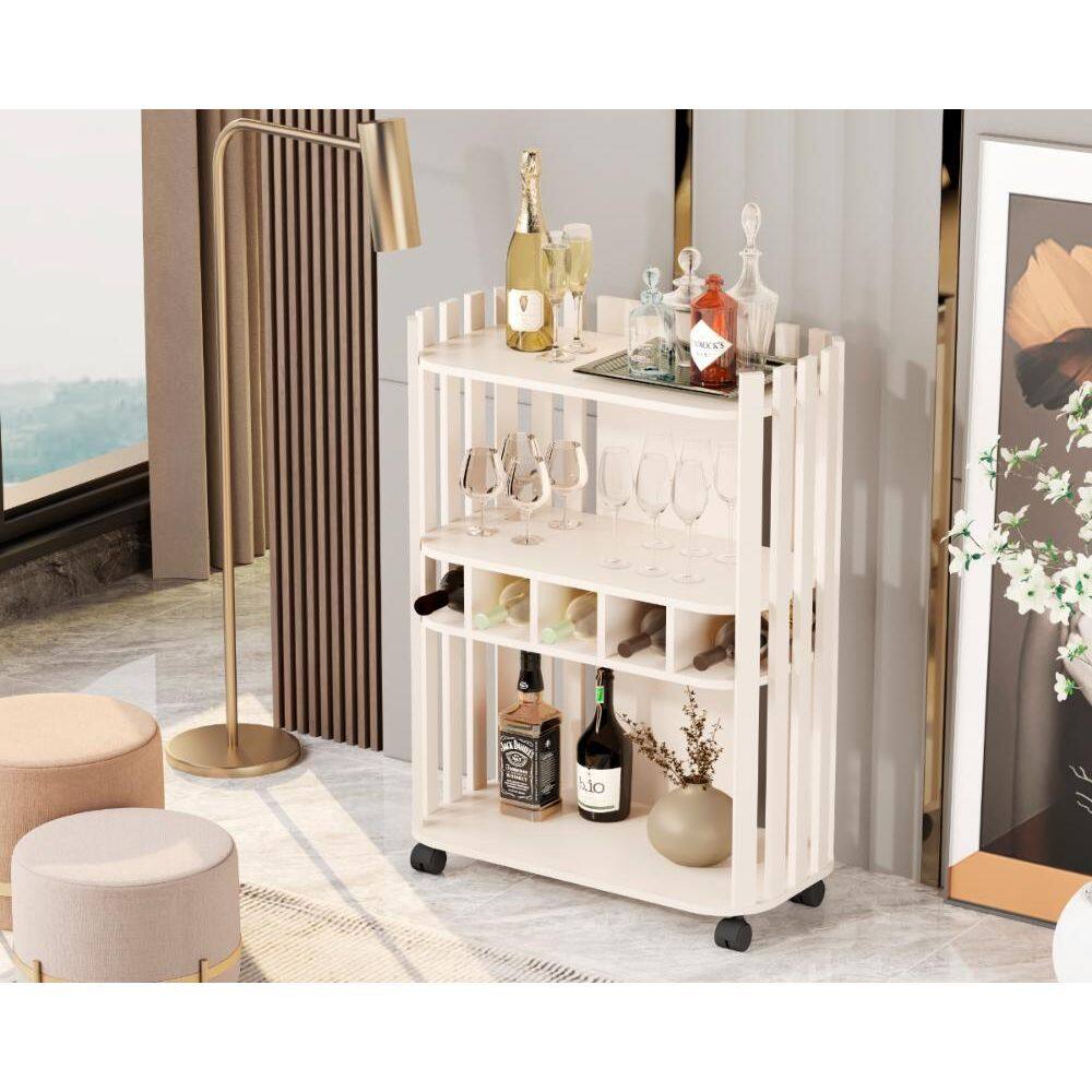 Aparador Deluxe Prateleira Com Adega Ripado 4110 Perola