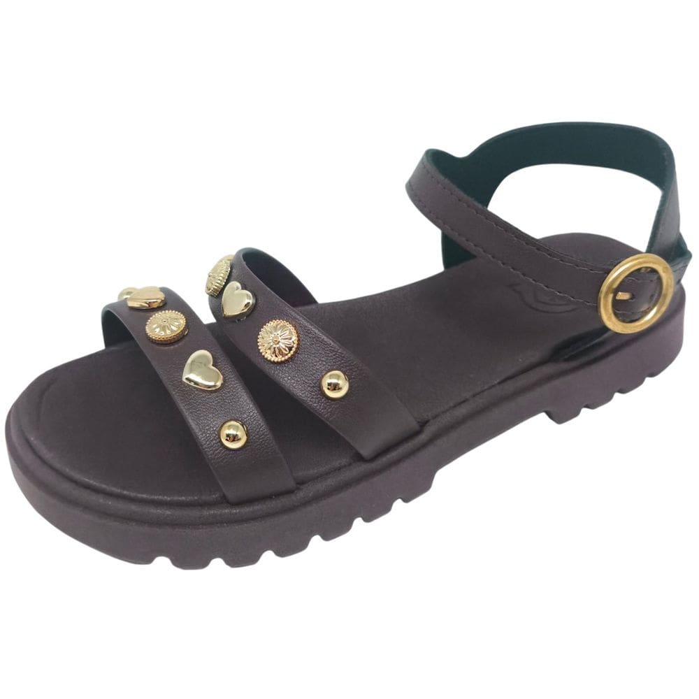 Sandalia Infantil Menina Conforto Pingente Dourado Molekinha