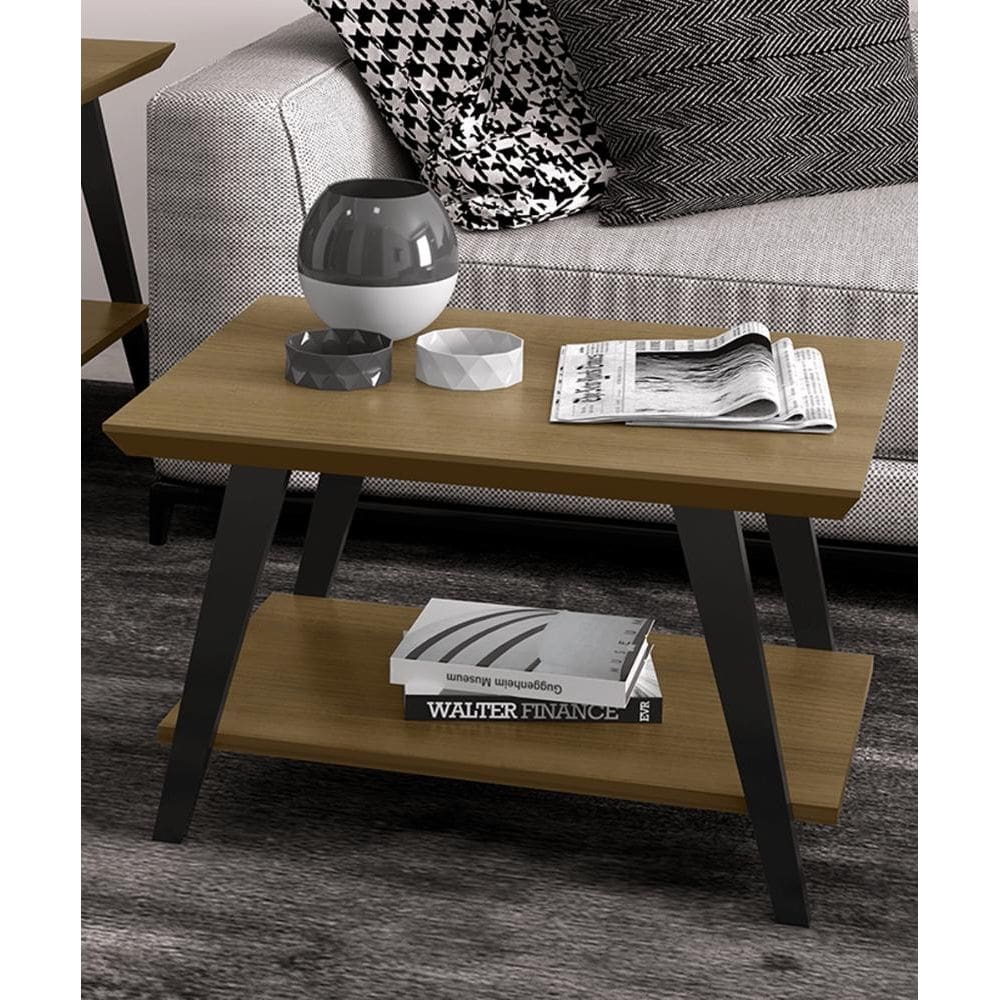 Mesa Centro Caio Freijó com pés madeira Preto