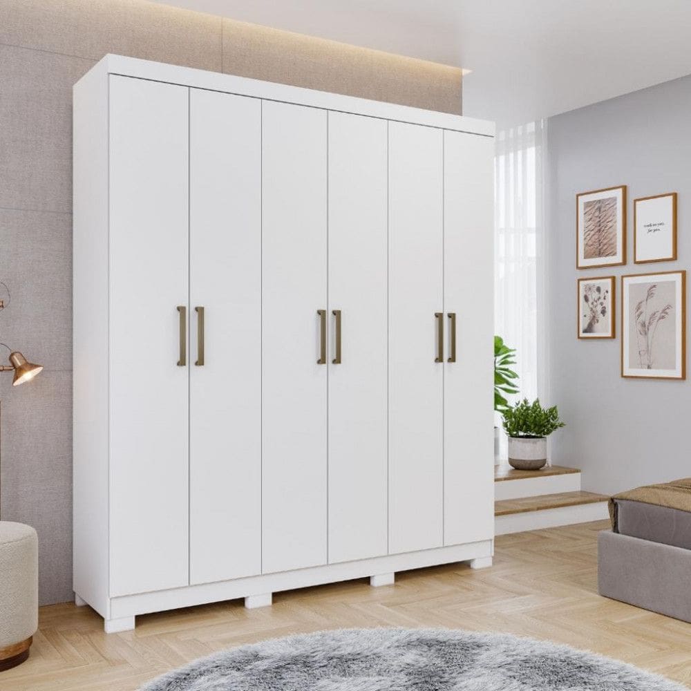 Guarda Roupa Casal com Pes 6 Portas 100MDF Milena Panan