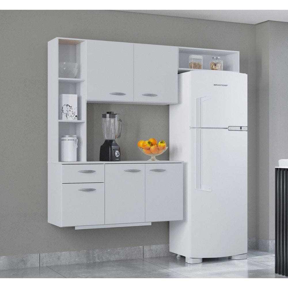 Cozinha Compacta Suspensa 5 Portas e 1 Gaveta 163cm Isis A521 Poquema