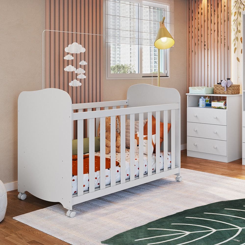 Quarto de Bebe com Comoda Smin New e Berco Uli MDF Moveis Peroba
