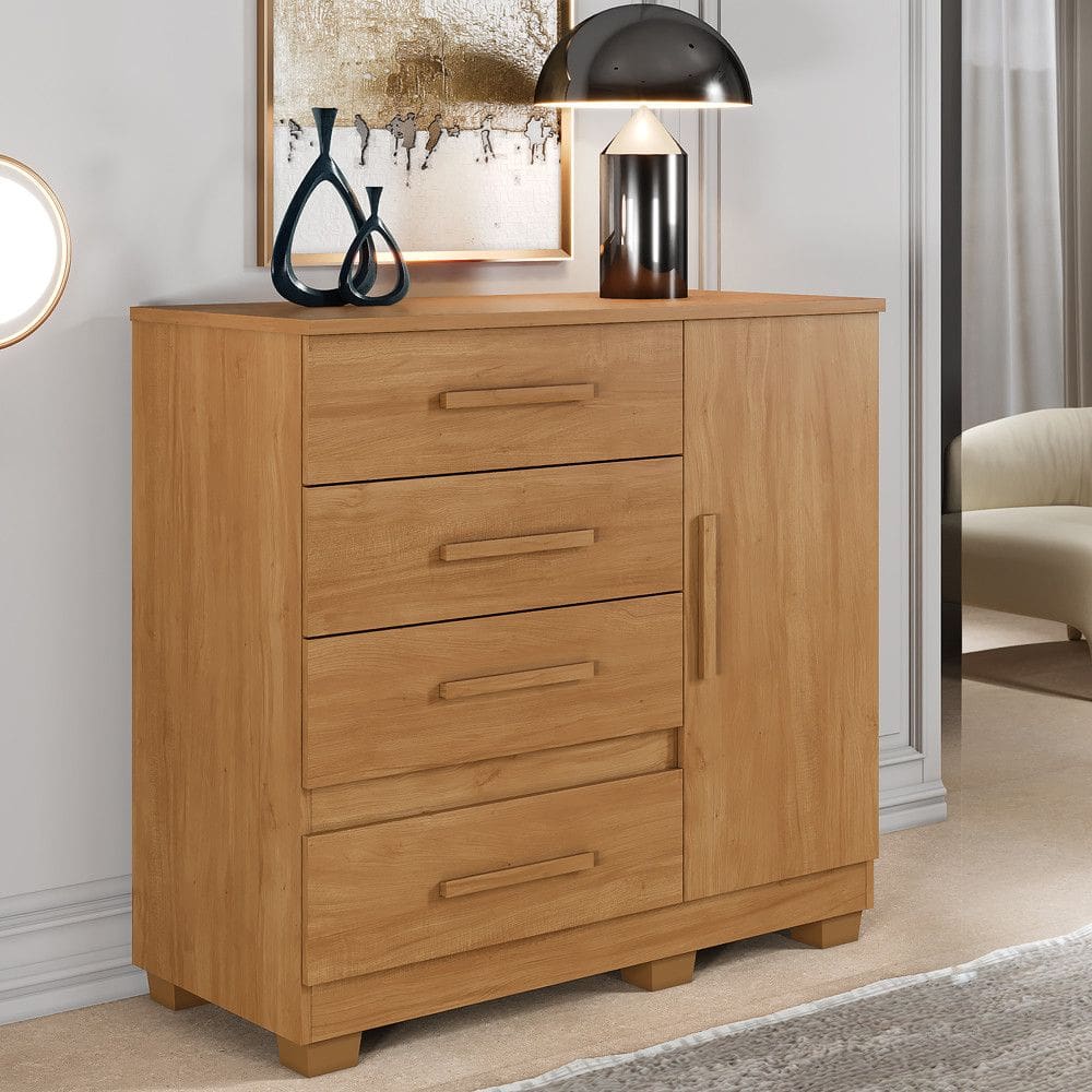 Cômoda 4 Gavetas 1 Porta com Pés Florença Benetil