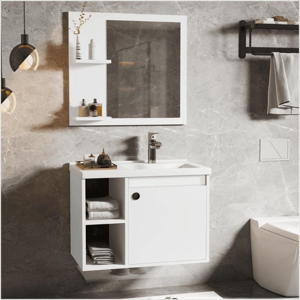 Conj Gabinete c/ Espelheira e Cuba para Banheiro Éden Branco