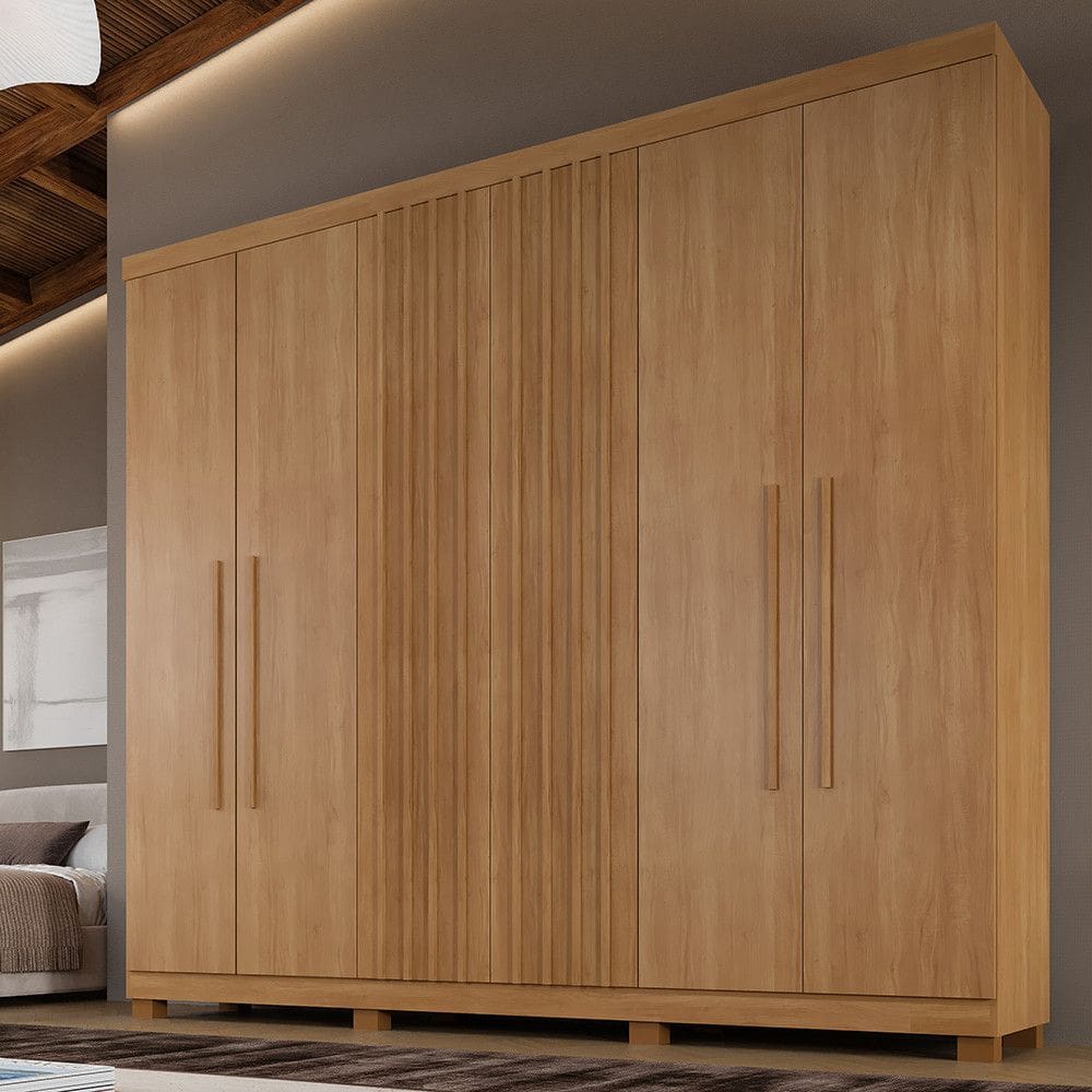 Guarda Roupa Casal Ripado 6 Portas com Pes Milano Benetil
