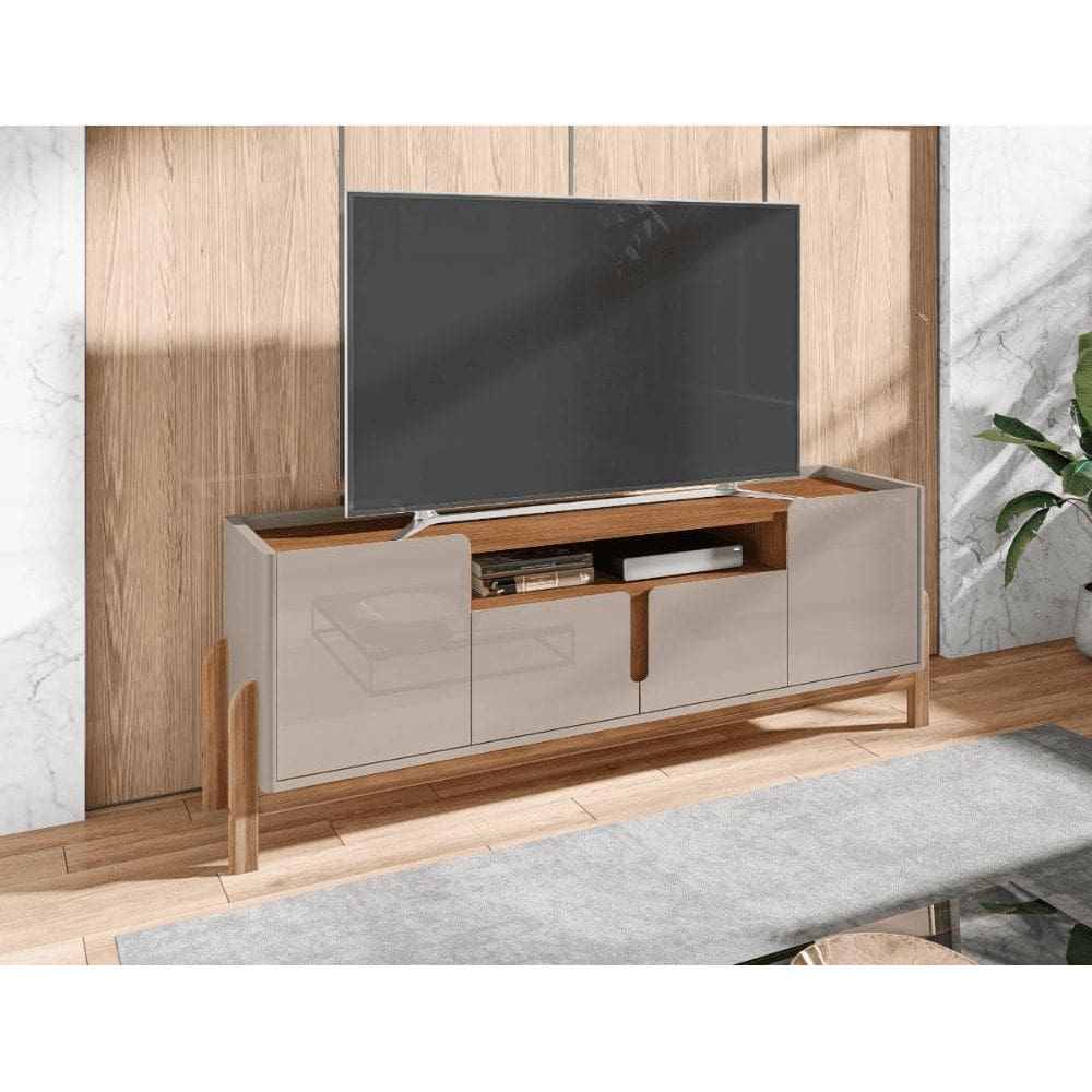 Rack Lizz 170cm 4 Portas e Prateleiras Off White Cedro