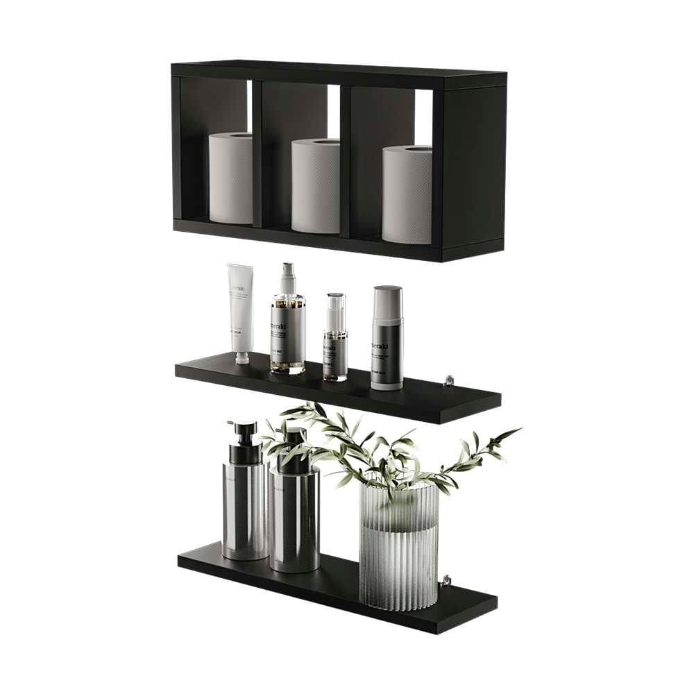 Kit Nichos Prateleiras Provença Para Banheiro Decorativo Preto