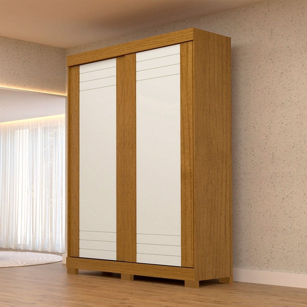 Guarda-Roupa Solteiro Ayla 2 Portas 2 Gavetas 100% Mdf Flex Cinamomo/Off White - Acp Móveis