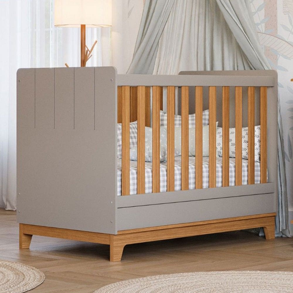 Berço Biscoito 100% Mdf Marrom Claro/Natural - Permóbili