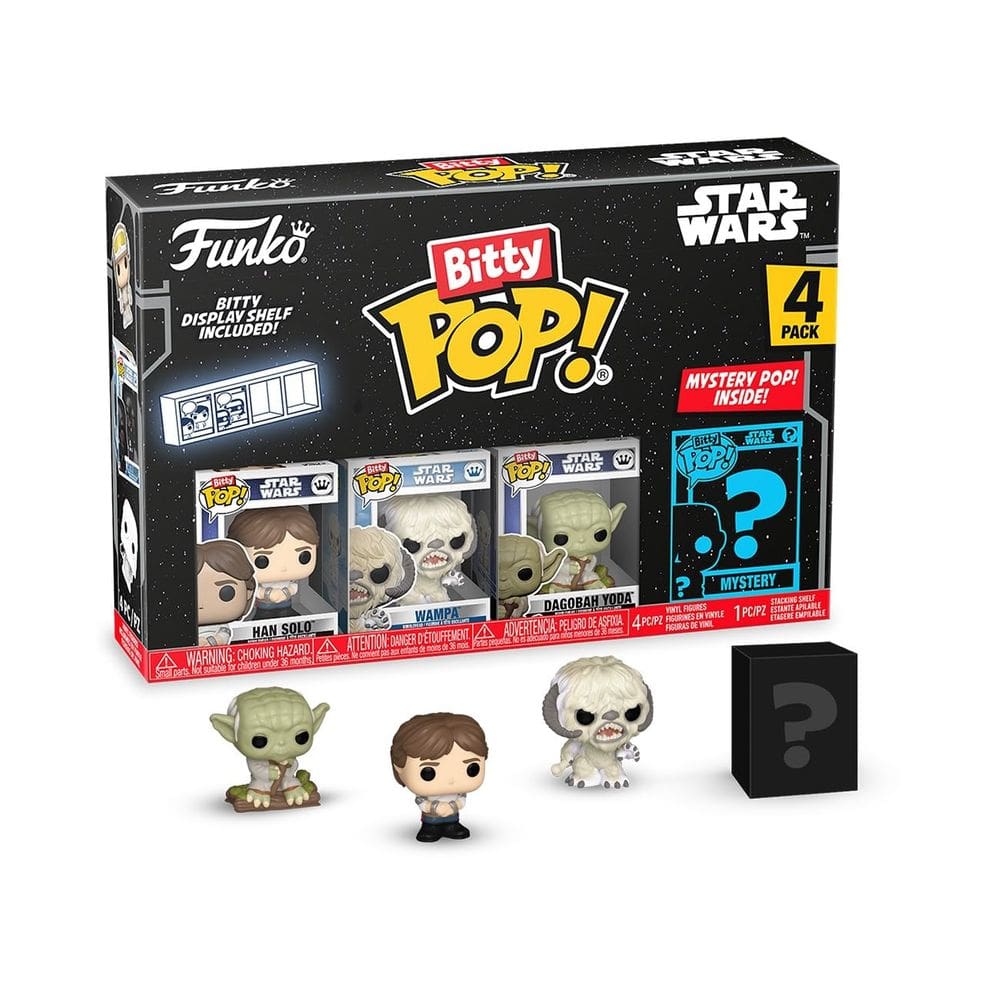 Pacote colecionável com 4 Funko Bitty POP SW Han com Mystery Mini