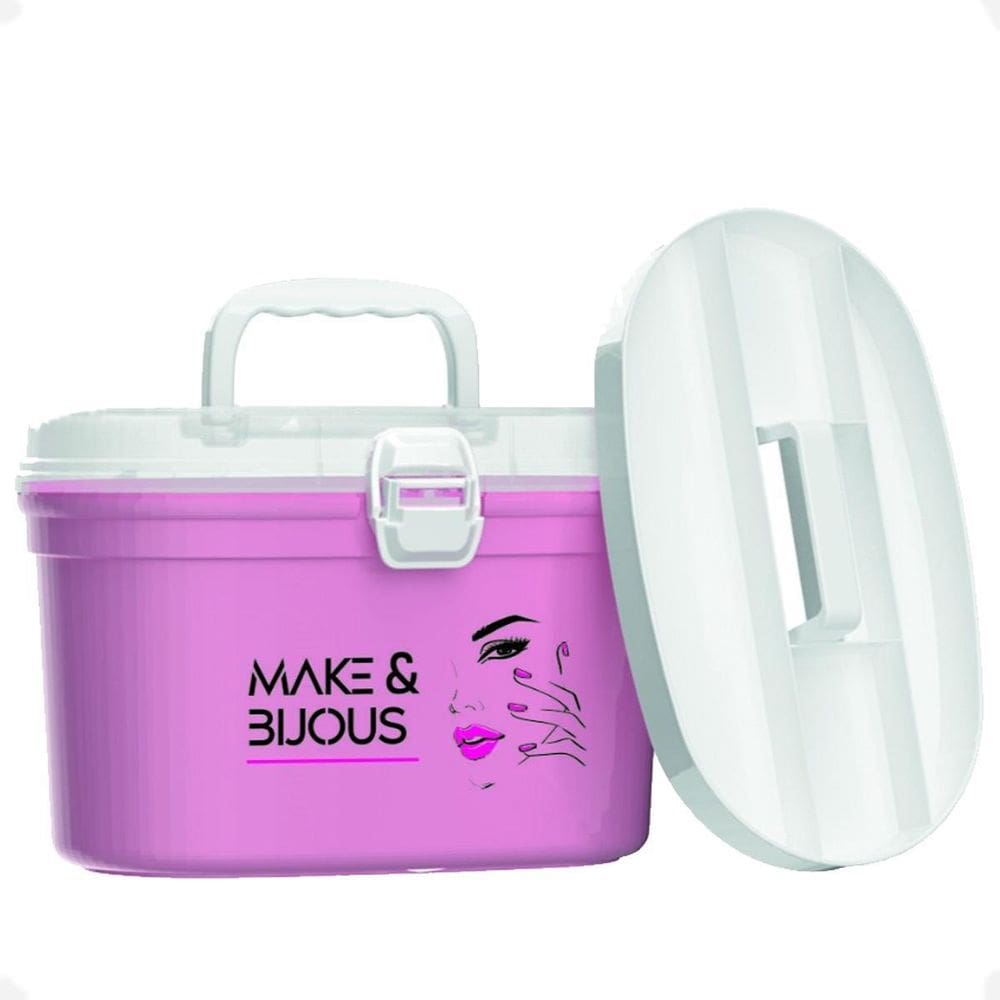 Caixa Frasqueira Maleta Oval Com Bandeja Interna Cor Rosa