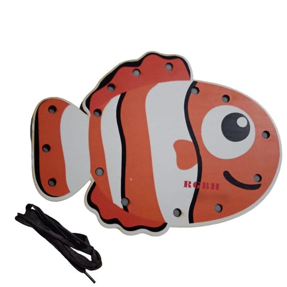 Brinquedo Pedagógico Educativo Em Madeira Alinhavo Peixe