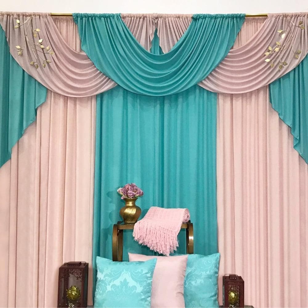 Cortina Mariela Varão Duplo Malha 3M - Rosê E Tifani