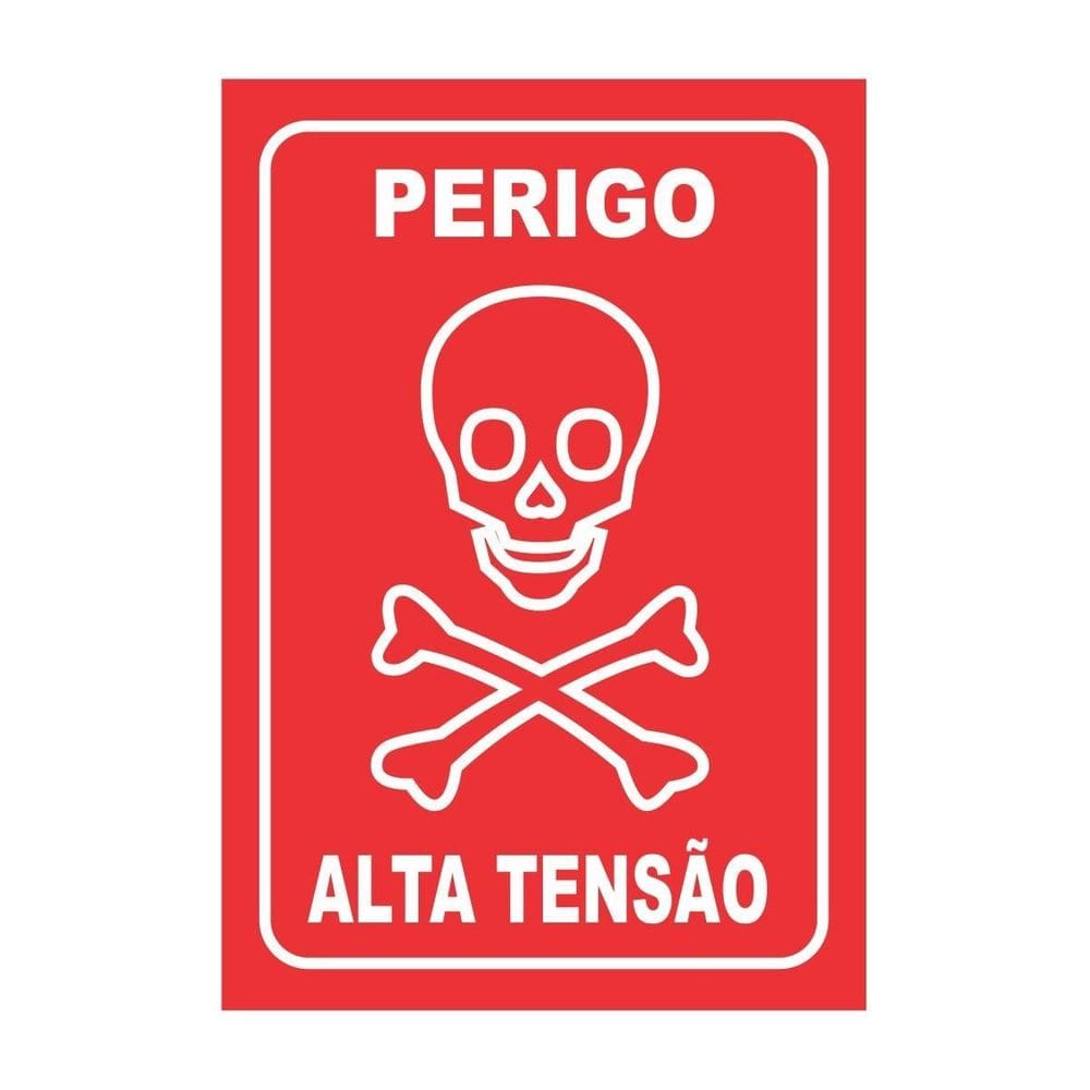 Placa De Aviso Sinalização Perigo Alta Tensão 20Cmx14,5Cm