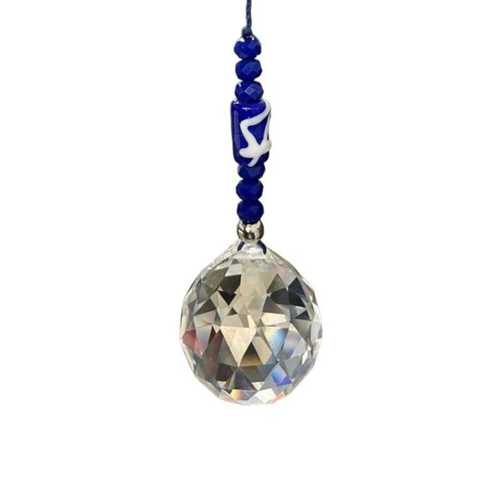 Protetor Ambiente Cristal Facetado Ogum Azul 40 Mm