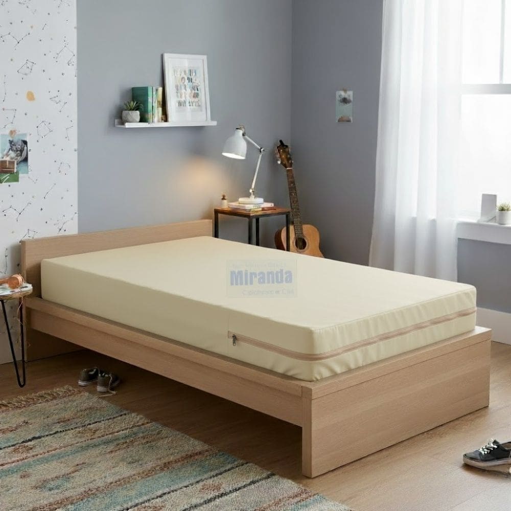 Capa Colchão Solteiro BEGE Hospitalar Impermeável Com Zíper