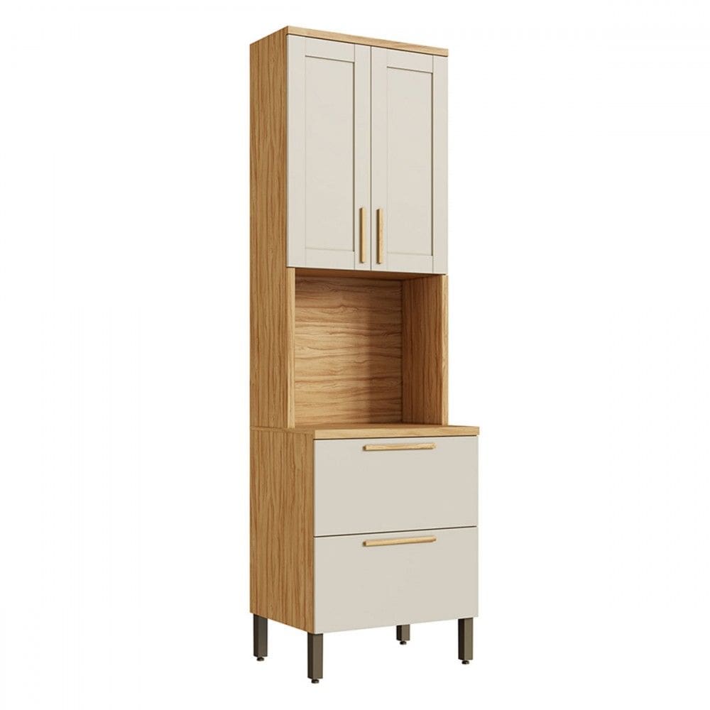 Paneleiro Riesling 4 Portas 2 Prateleiras 100% Mdf Amêndoa/Off White - Rio Doce