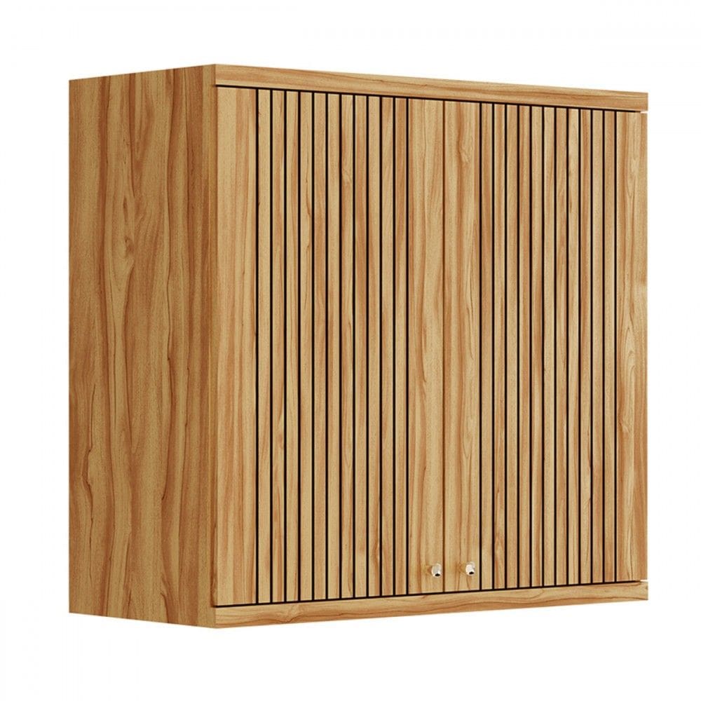 Armário Aéreo de Cozinha 80 Cm Sauvignon 2 Portas 1 Prateleira 100% Mdf Amêndoa - Rio Doce