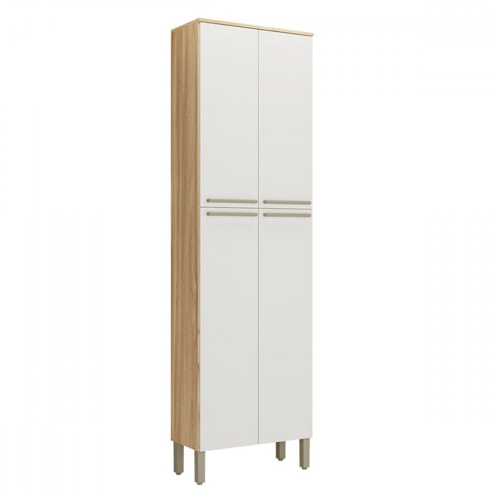 Paneleiro Napoli 4 Portas 4 Prateleiras 100% Mdf Amêndoa/Off White - Rio Doce