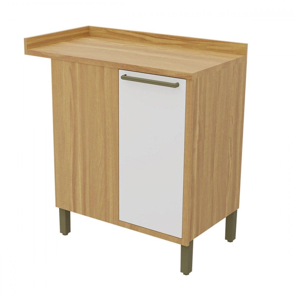 Balcão de Cozinha de Canto Syrah 1 Porta 1 Prateleira Amêndoa/Branco - Rio Doce