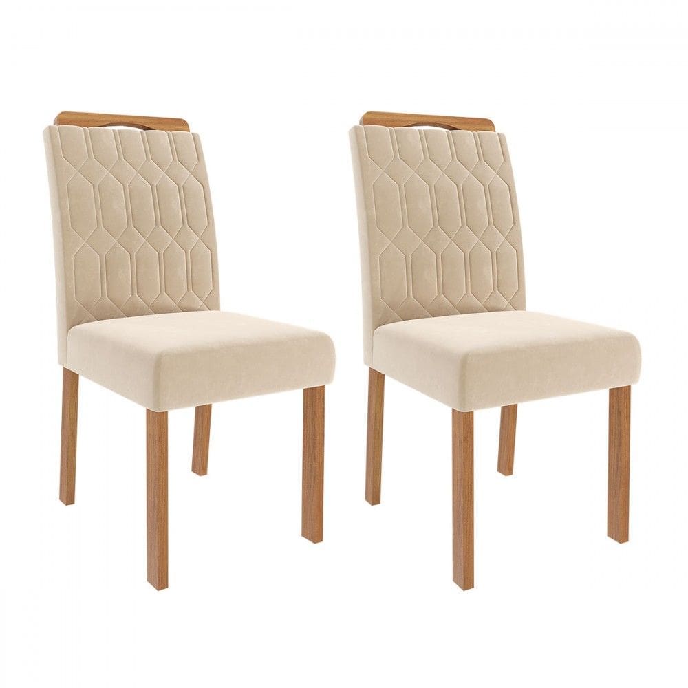 Cadeiras Kit 2 Cadeiras Paola Wood Suede Madeira/Nude - Cimol