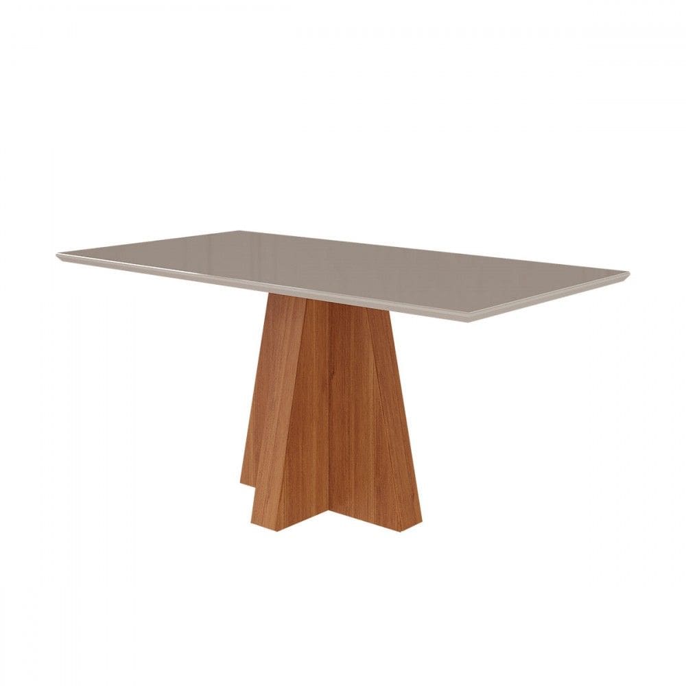 Mesa de Madeira Patrícia 160 Cm com Vidro Cinamomo/Off White - Cimol