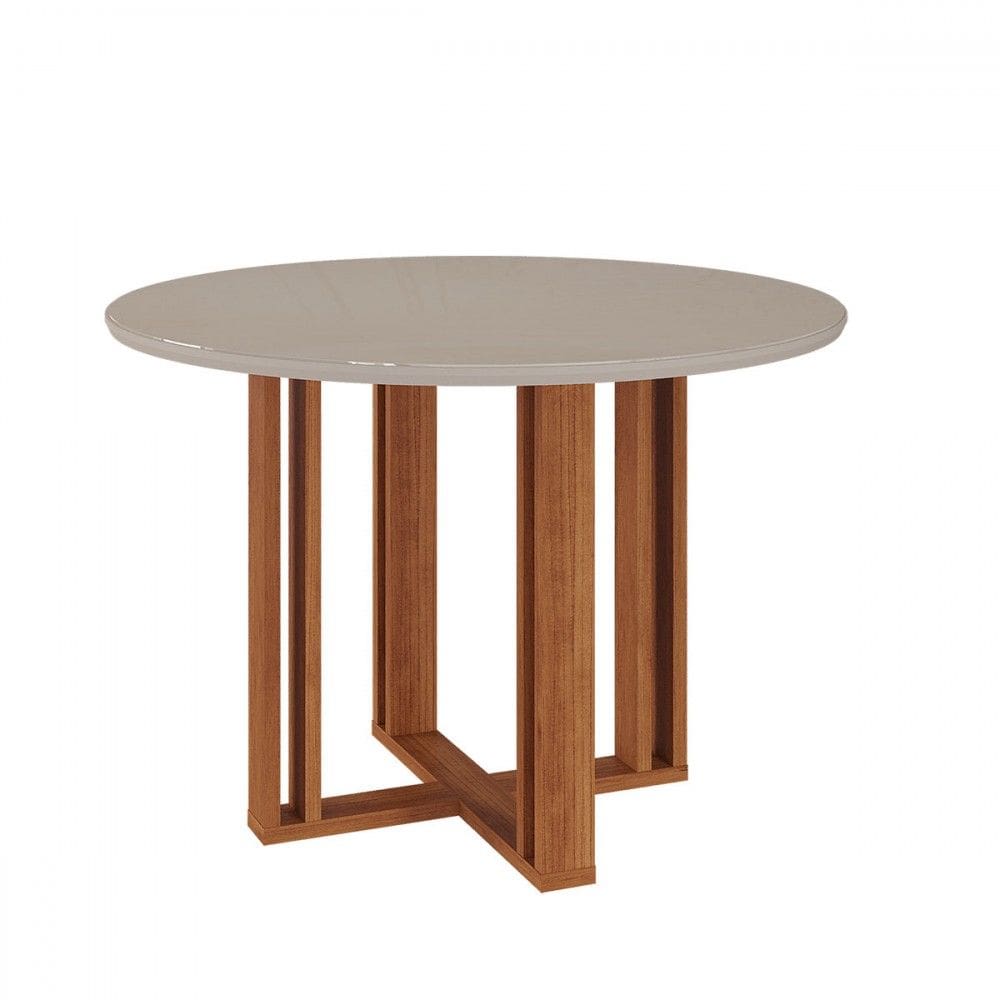 Mesa de Madeira Flora com Vidro Cinamomo/Off White - Cimol