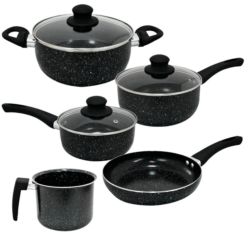 Jogo de Panelas de Indução Antiaderente Cerâmica Berlim Preta 5 peças - Hauskraft