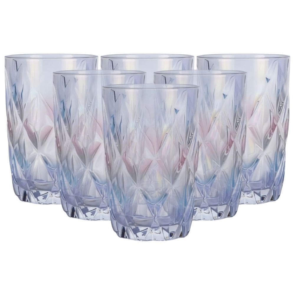 Jogo com 6 Copos de Vidro Diamond Rainbow 350ml