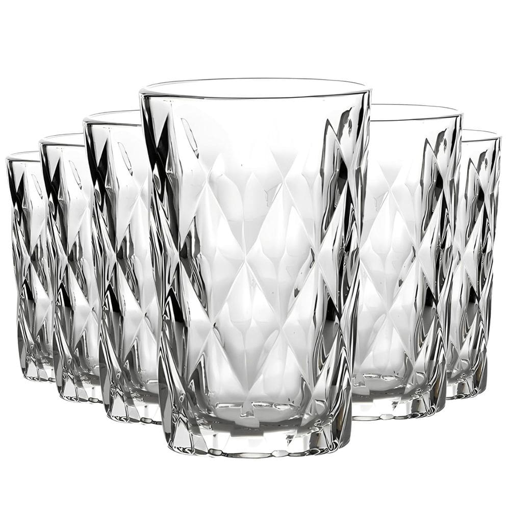 Jogo Com 6 Copos Diamond De Vidro Transparente 350ml
