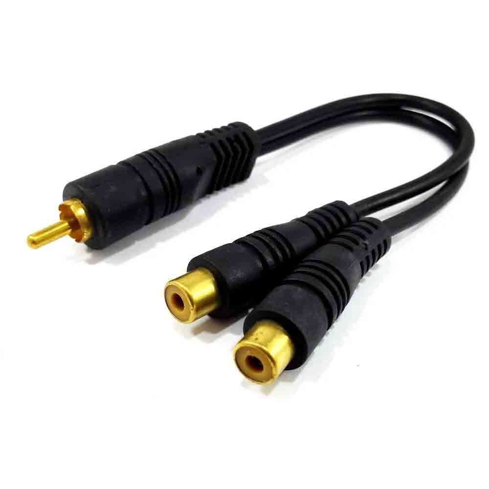 Cabo Y RCA 2x Femea 1x Macho Ouro L/R 20cm Audio Video