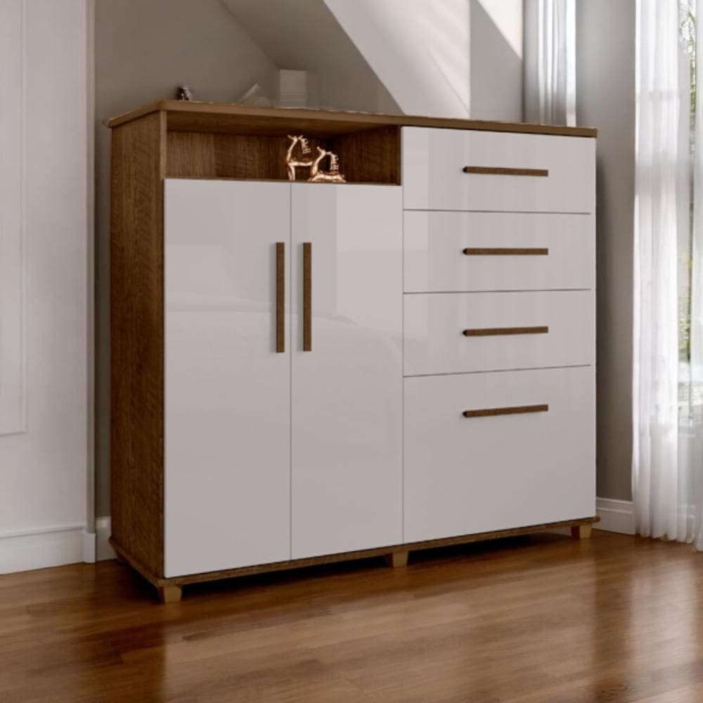 Cômoda 04 Gavetas e 02 Portas Helena Malbec e Off White