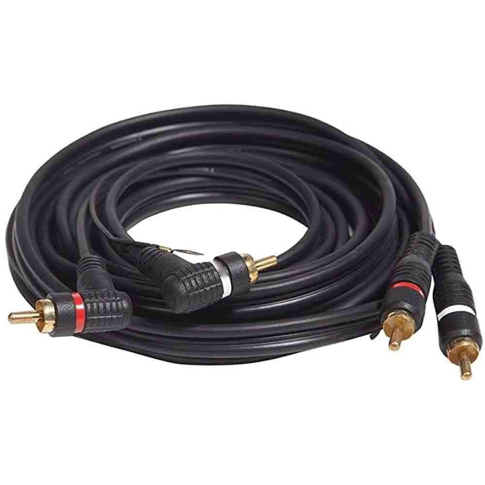 Cabo 2+2 RCA Duplo 90 graus 5m L/R 40mm Audio Video 100w Pto