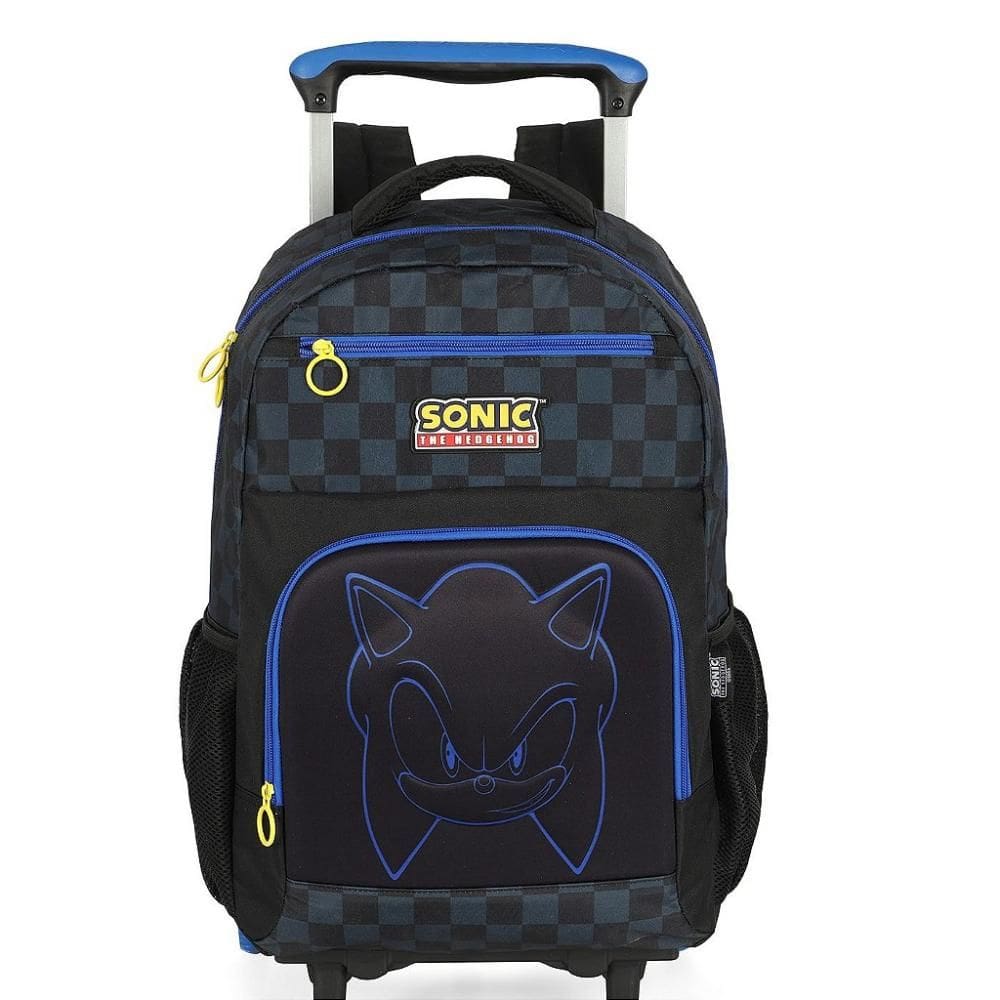 Mochila de Rodinhas Com Alça Luxcel Sonic Quadriculado Preto