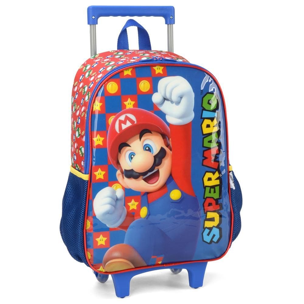 Mochila de Rodinhas Sem Alça Luxcel Super Mario Azul