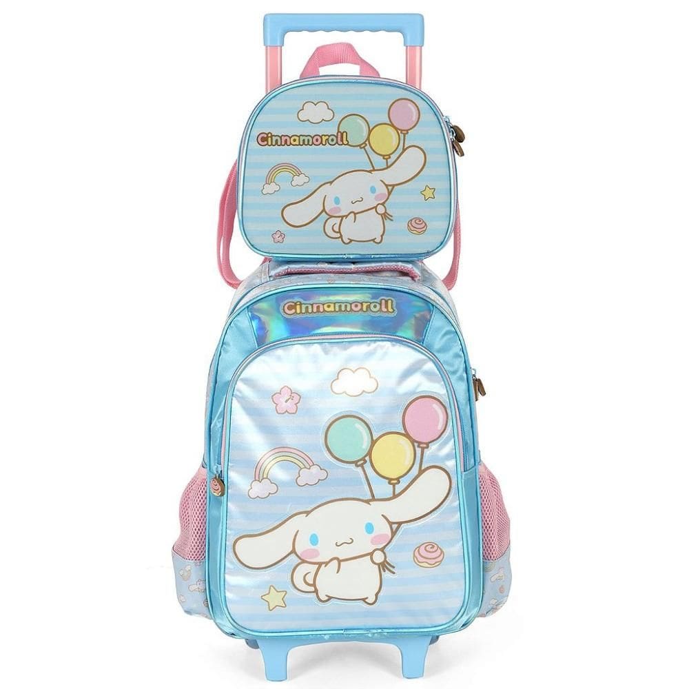 Kit Mochila de Rodinha e Lancheira Luxcel Cinnamoroll Azul