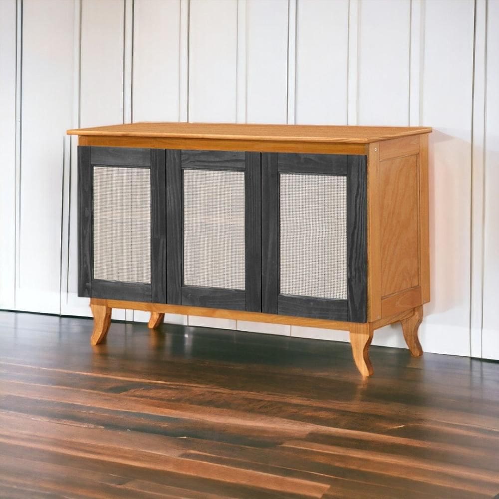 Buffet 03 Portas Deltan 103 Imbuia e Preto Atraente