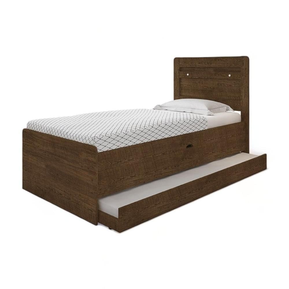 Cama Solteiro Bau Larissa Com Auxiliar Framar Malbec