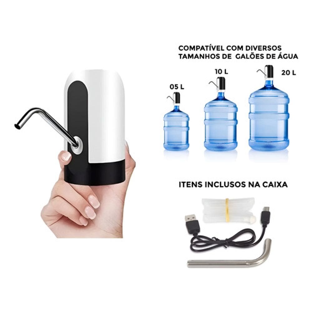 Bomba Para Galão Água Elétrica Garrafão Torneira Filtro Usb