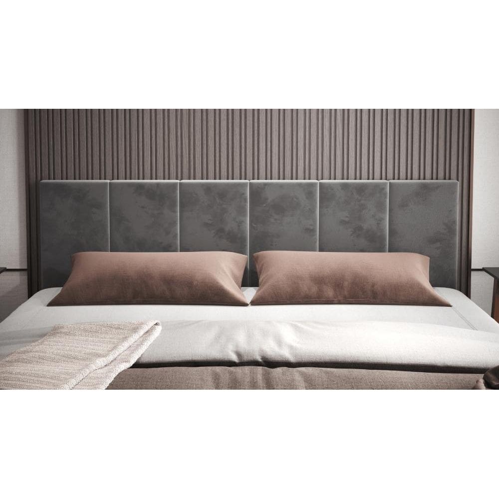 Cabeceira King Clara 1.95 Almofadada Sued Cinza