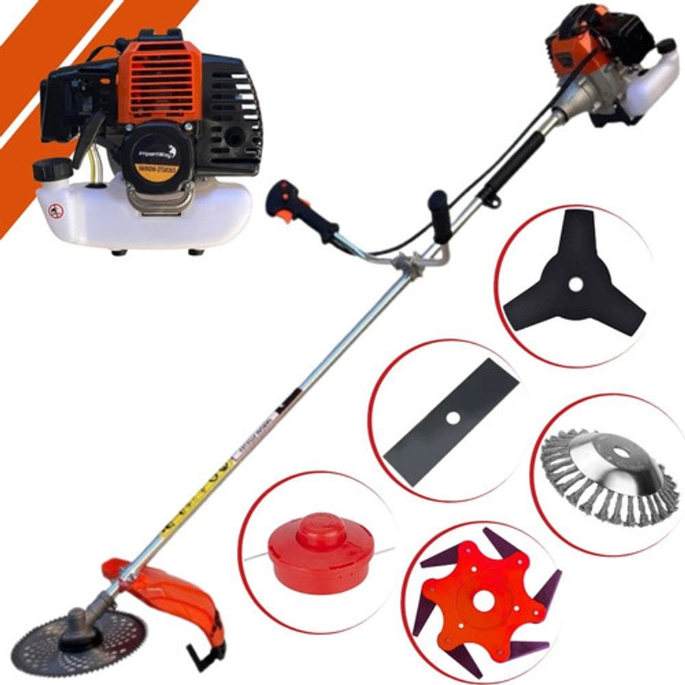 Roçadeira Profissional 5x1 Importway 63cc c/ 3 Facas + Escova + Serra 40 Dentes p/ Cortar Galhos e Pequenos Troncos