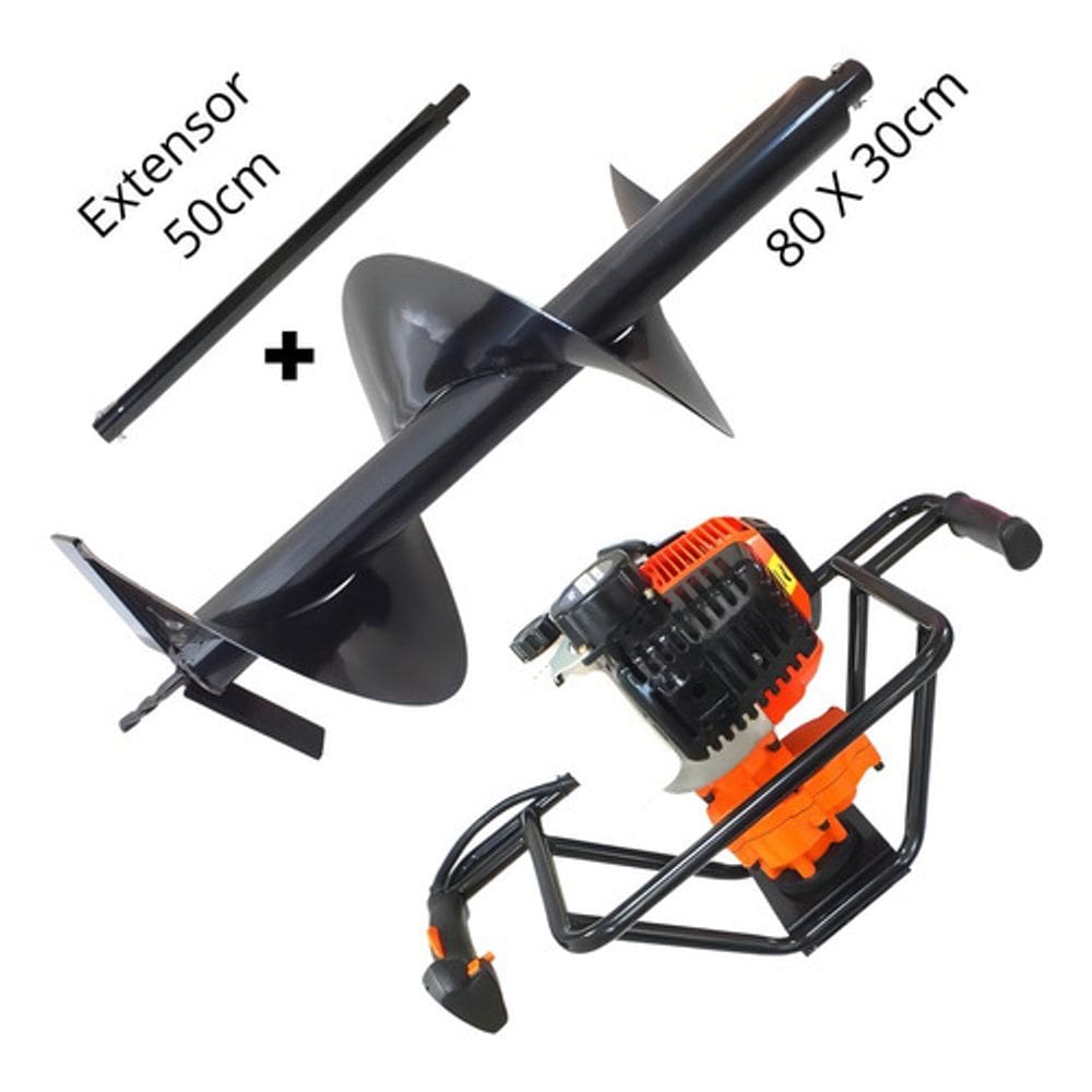 Perfurador De Solo Vulcan 52cc Broca 80x30cm + Extensor 50cm