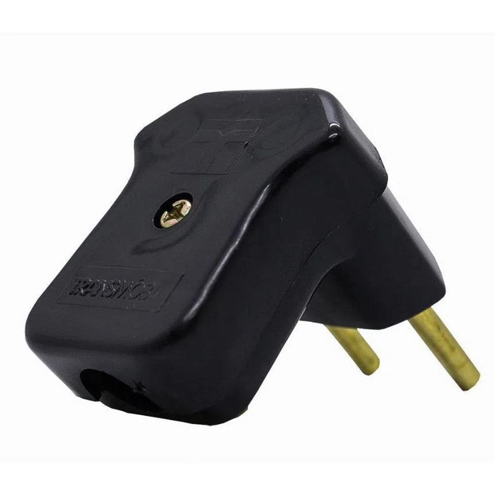 Plug 2P 10A 250V Pb Preto Saída Lateral 11102P - Transmóbil
