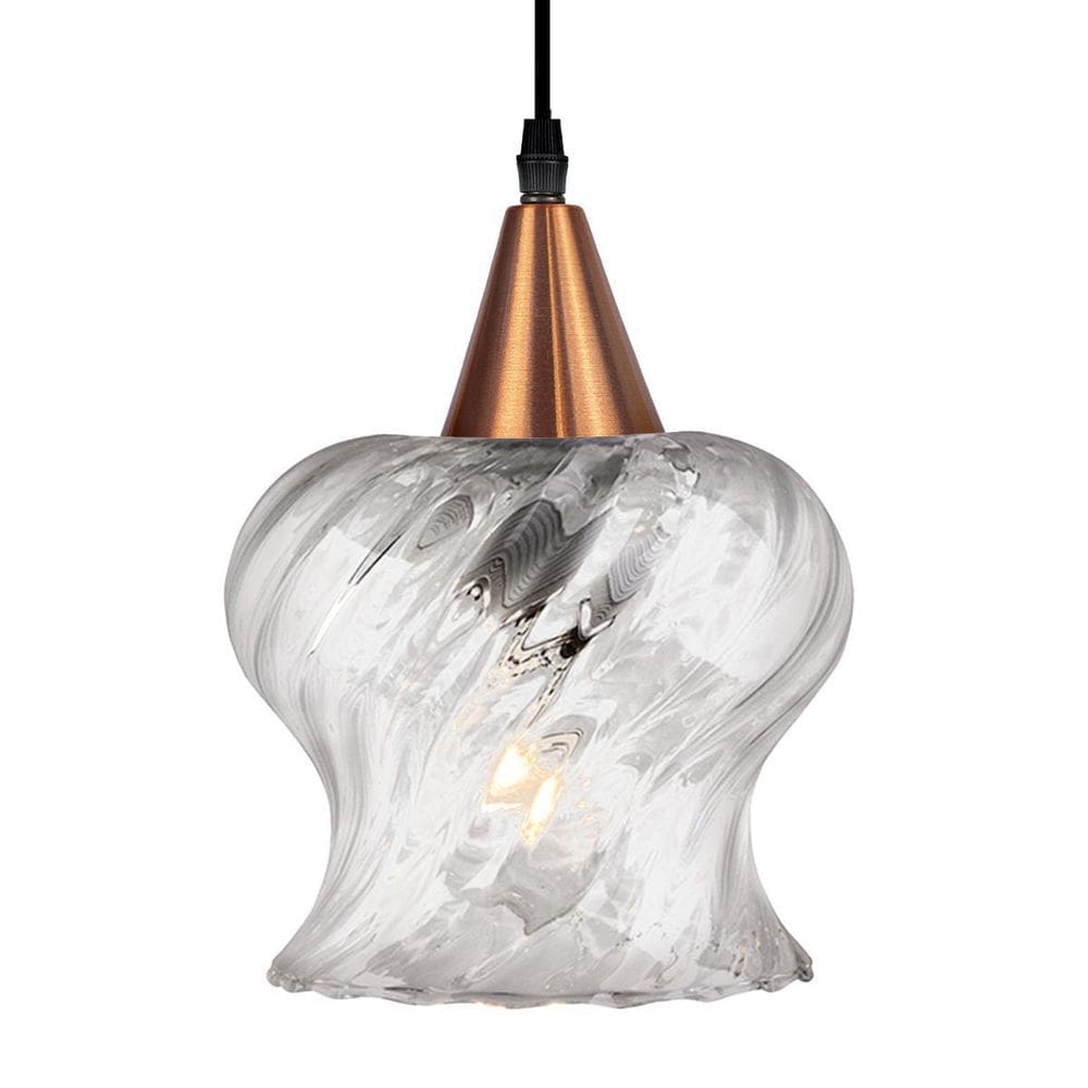 Lustre Pendente Taschibra Aisha Rigato Transparente Cobre