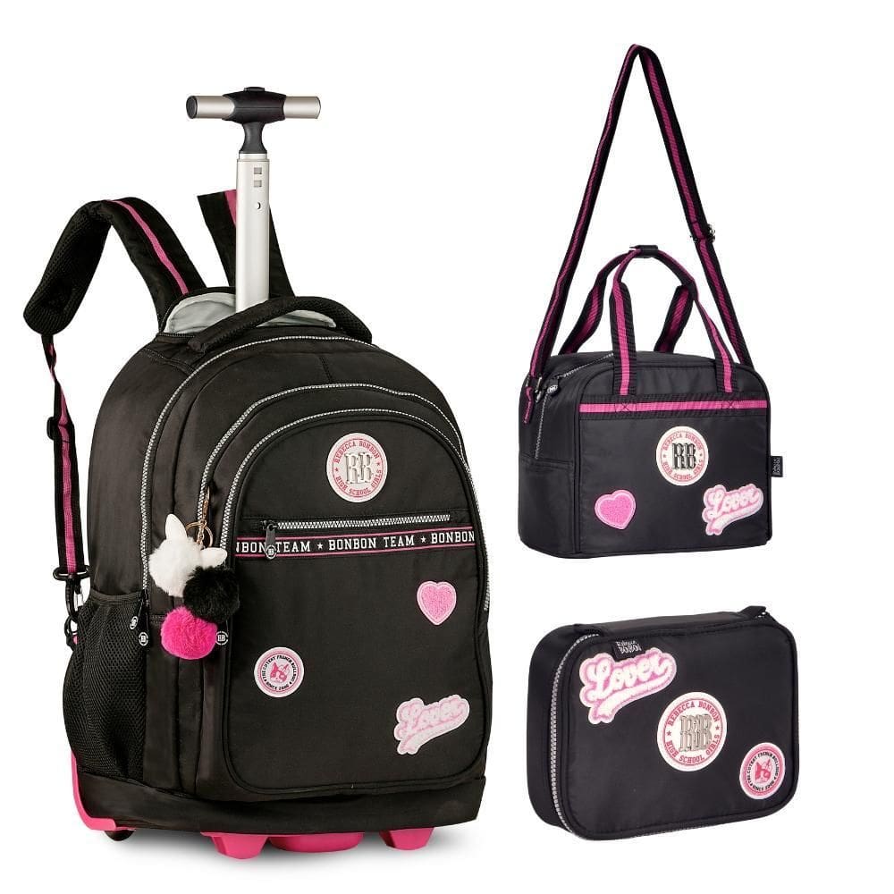 Kit Mochila De Rodinhas Oficial Rebecca Bonbon Rb24008 Preto