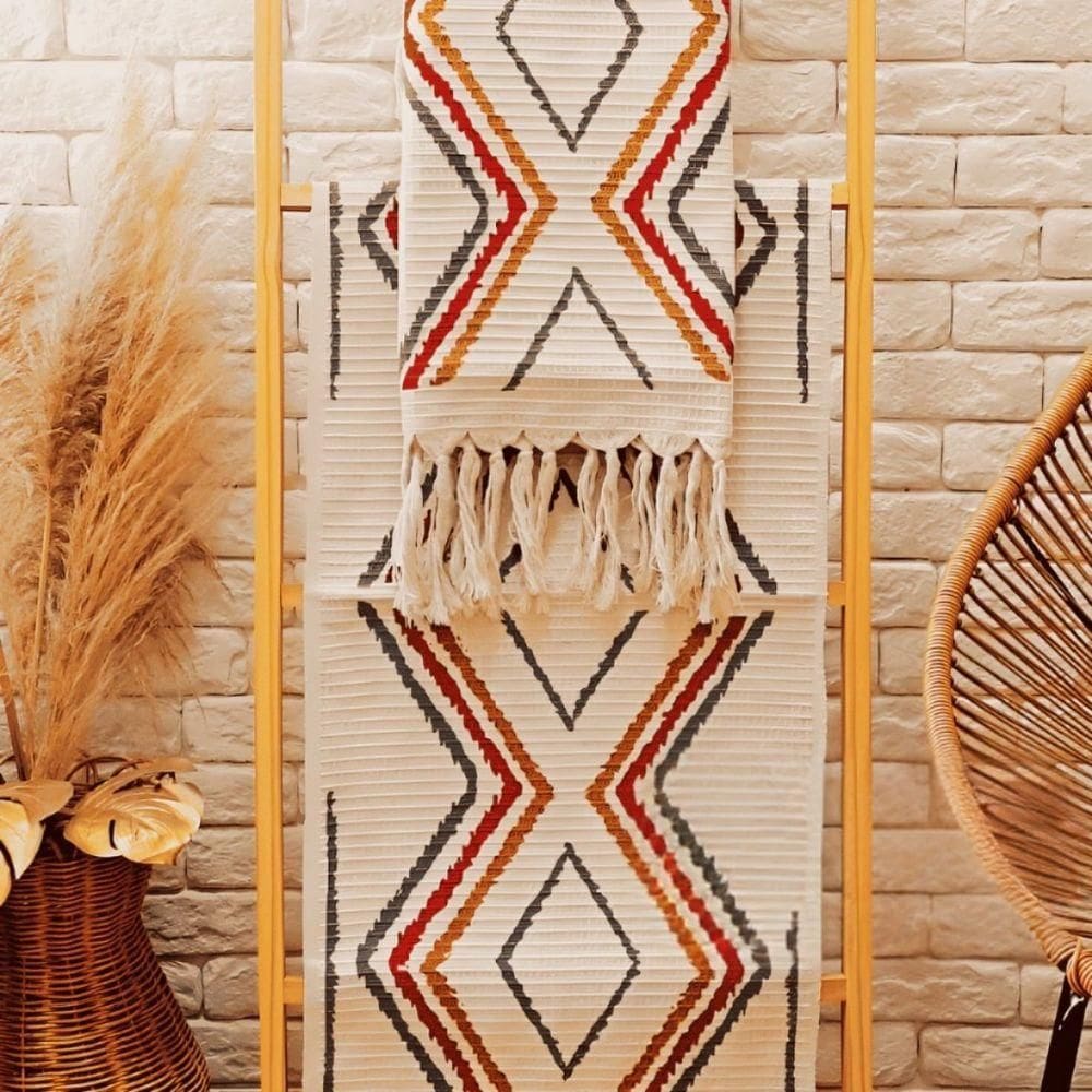 Kit 3 Passadeira Rosa De Cozinha Corredor Estampa Geométrica Tecido Grosso Tear Nozinho 100% Algodão Modelo Fiore