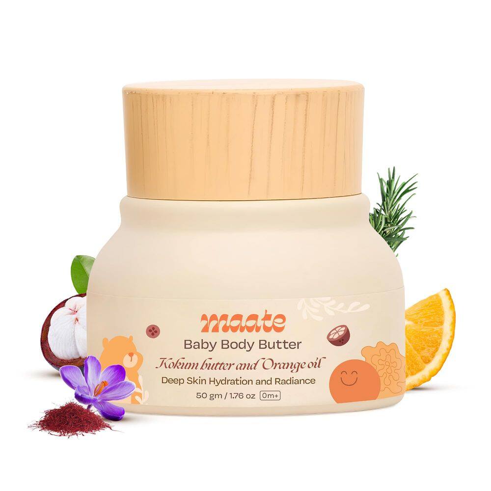 Manteiga corporal para bebês MAATE 50g Kokum Shea Laranja e Açafrão