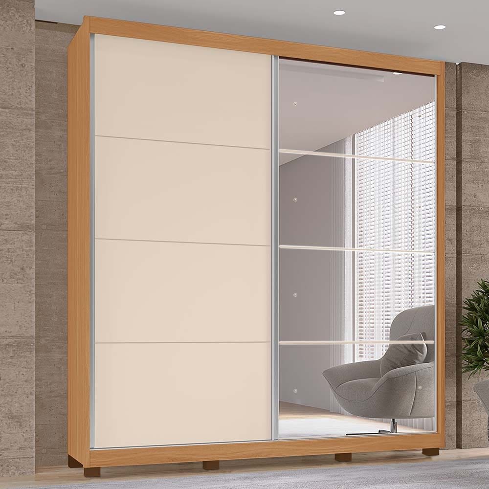 Guarda-Roupas Rio 100% MDF Tuboarte 2 Portas de Correr 3 Gavetas c/ Kit de Espelho e Pés