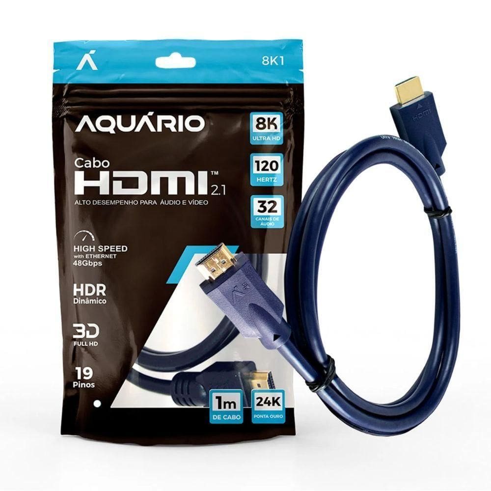 Cabo Hdmi Aquario 8k 3d 19 Pinos 1 Metro - 8k1